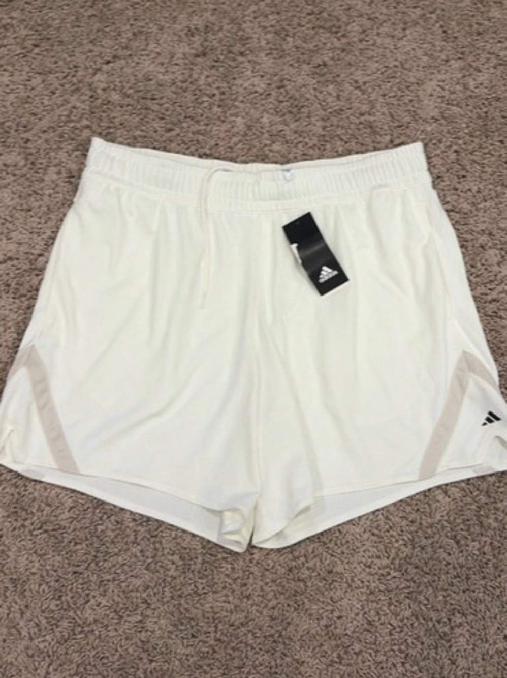 adidas Women's White Athletic Elastic-Waist Training Shorts